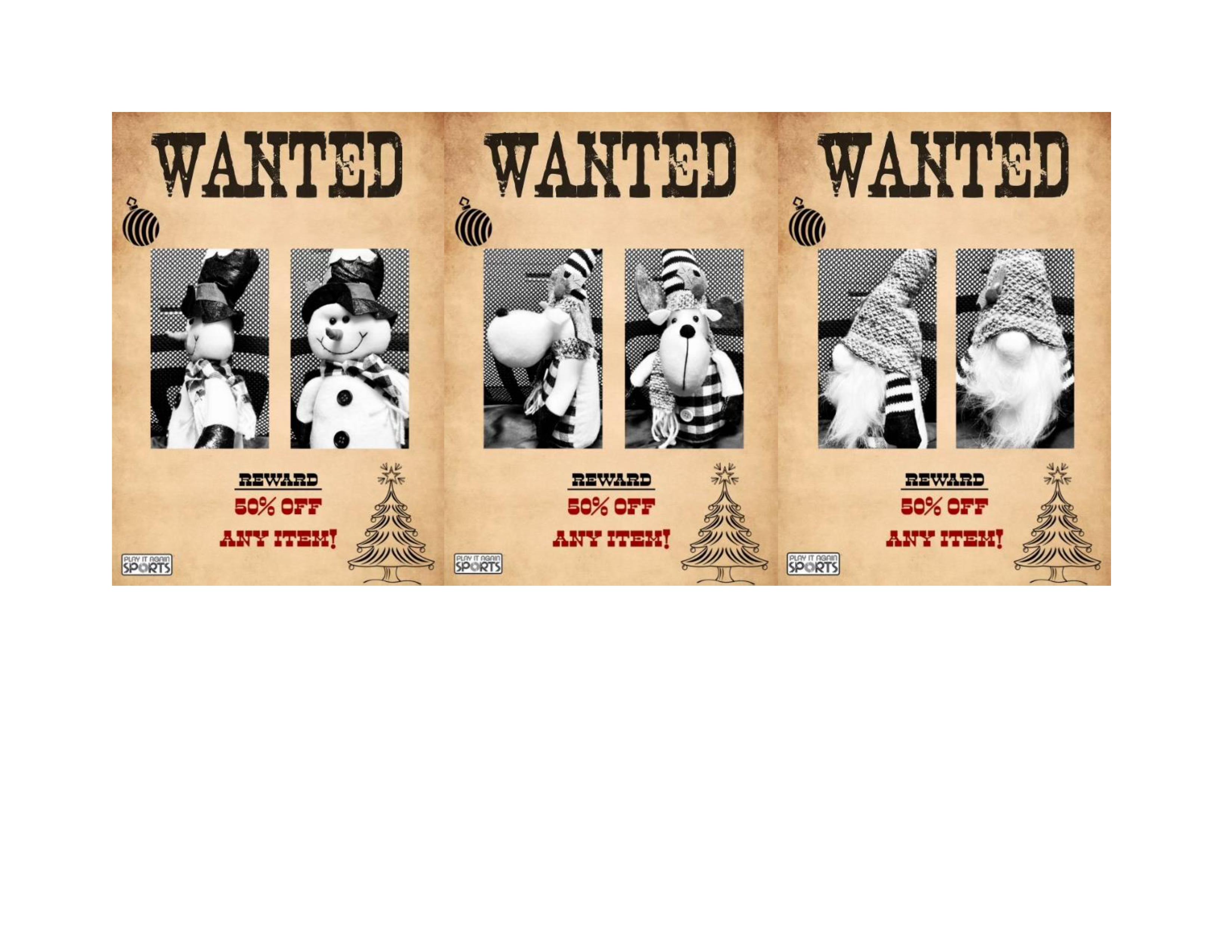 Wanted Posters for Holiday Characters